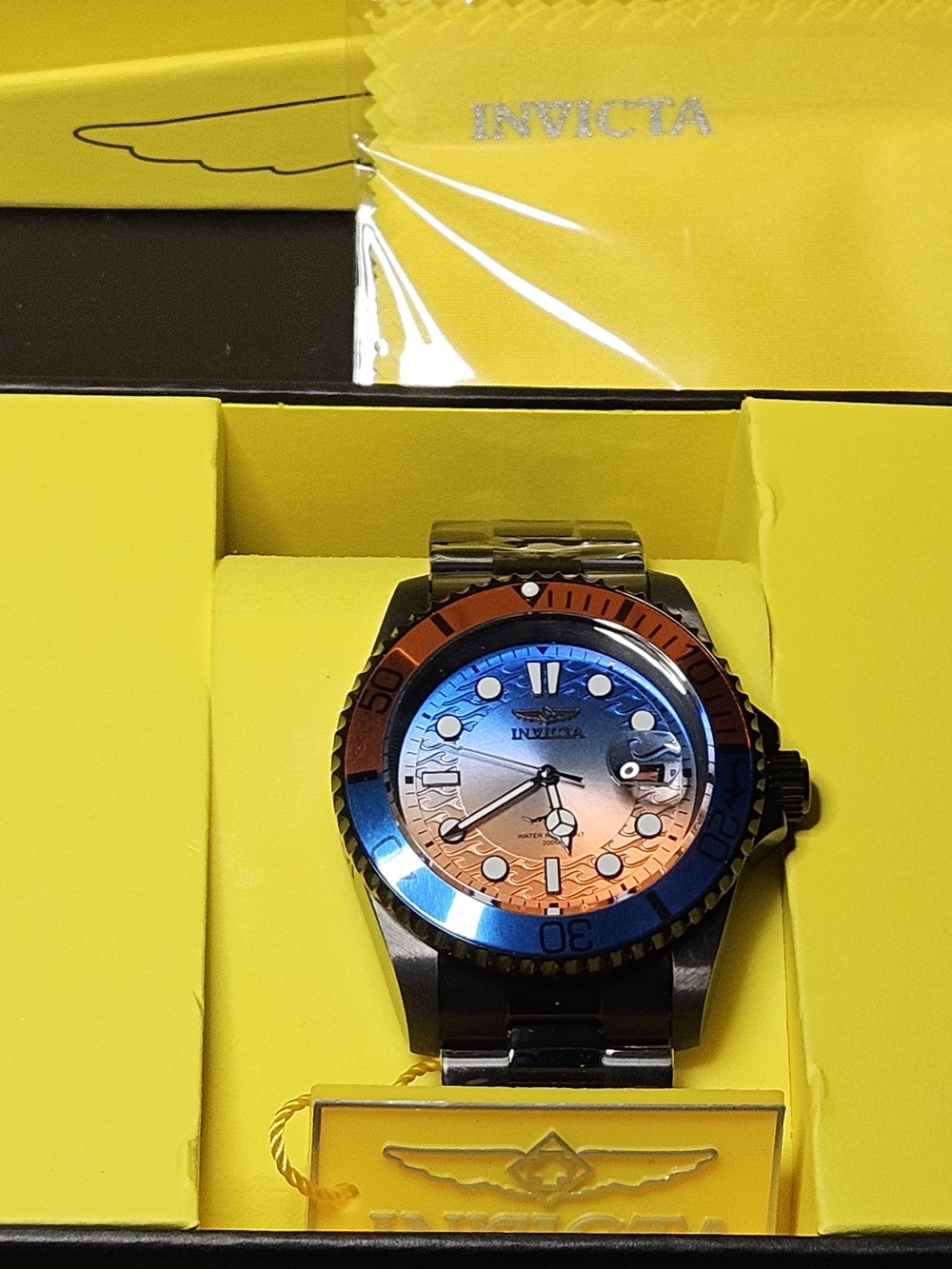 NWT Invicta Pro Diver Vectide Sunset Watch Black Stainless Steel 50976